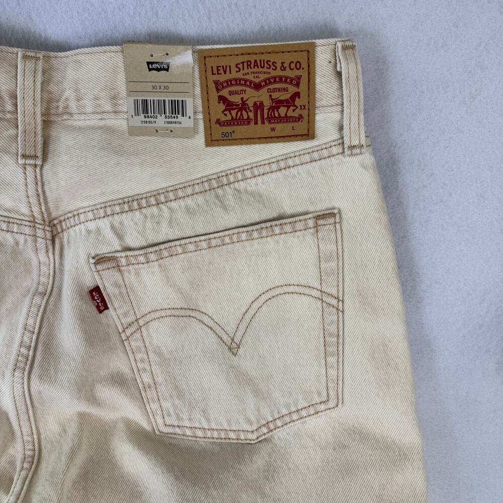 Levi's 501 Original Jeans Womens 30x30 Cloudy Safari Tan High Rise NWT - Picture 11 of 13